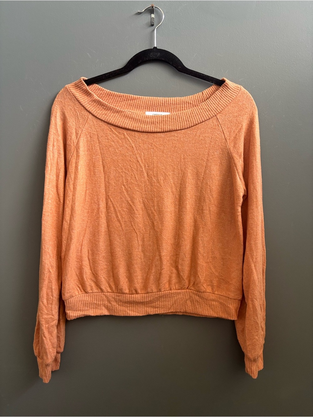 Cherish Terracotta Ribbed Off-Shoulder Knit Top
